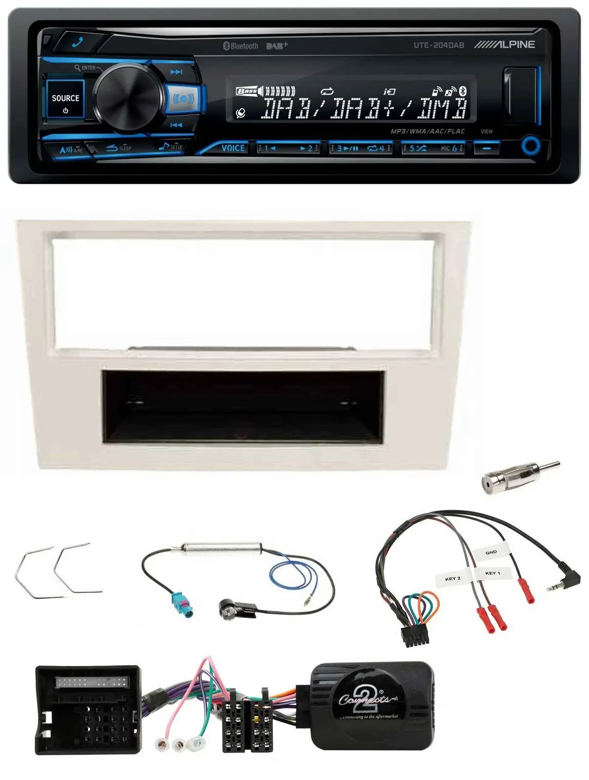 Alpine USB Bluetooth DAB Lenkrad Autoradio für Opel Corsa D 2006-2008 perl-weiss