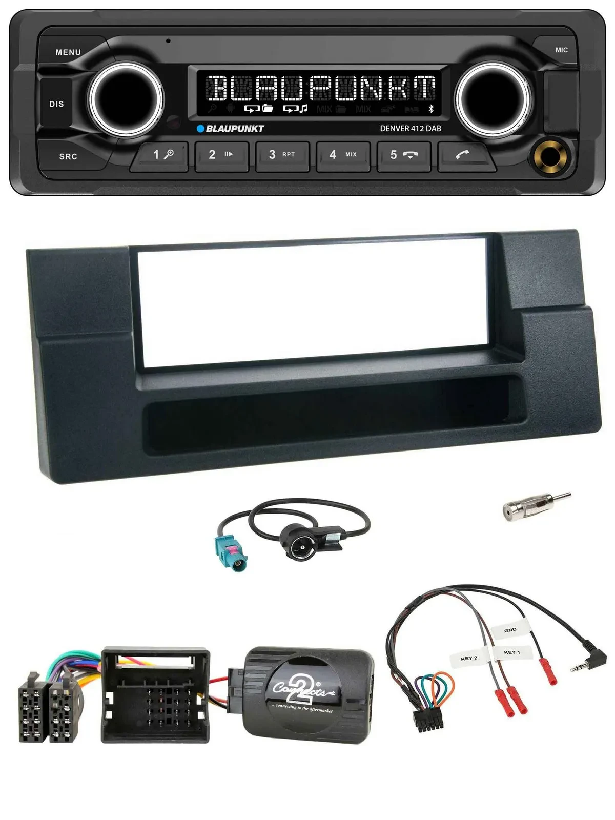 Blaupunkt Bluetooth DAB Lenkrad USB Autoradio für BMW 5er E39 X5 Quadlock Ablage