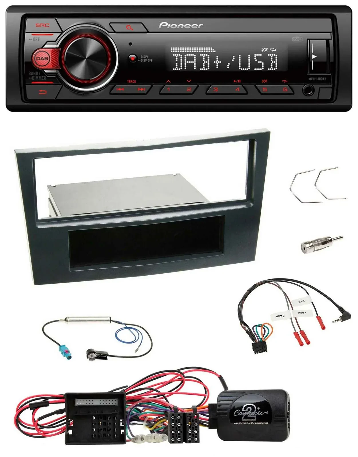 Pioneer MP3 1DIN DAB USB Lenkrad Autoradio für Opel Corsa D Schwarz 09-14