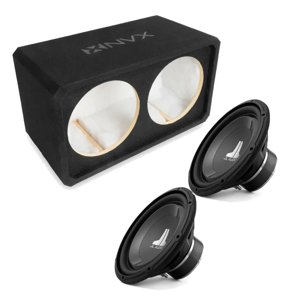 NVX NE122S Dual 12" Sealed 3/4" MDF Subwoofer Enclosure w/ W1v3 Car Subwoofer