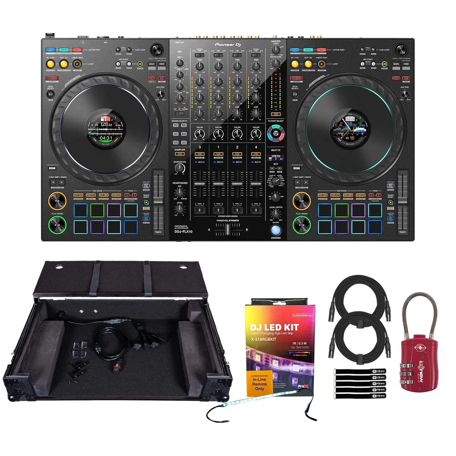 DJ-контроллер Pioneer DDJ-FLX10 4-канальный с кейсом Headliner
