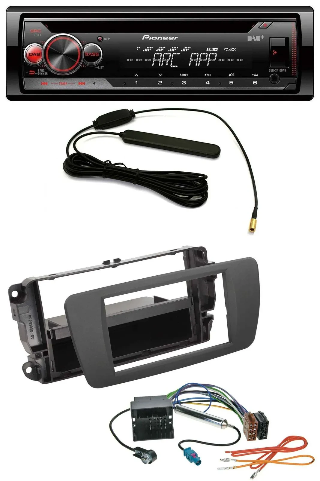 Pioneer CD USB AUX DAB MP3 Autoradio für Seat Ibiza (ab 12) - tuam grey