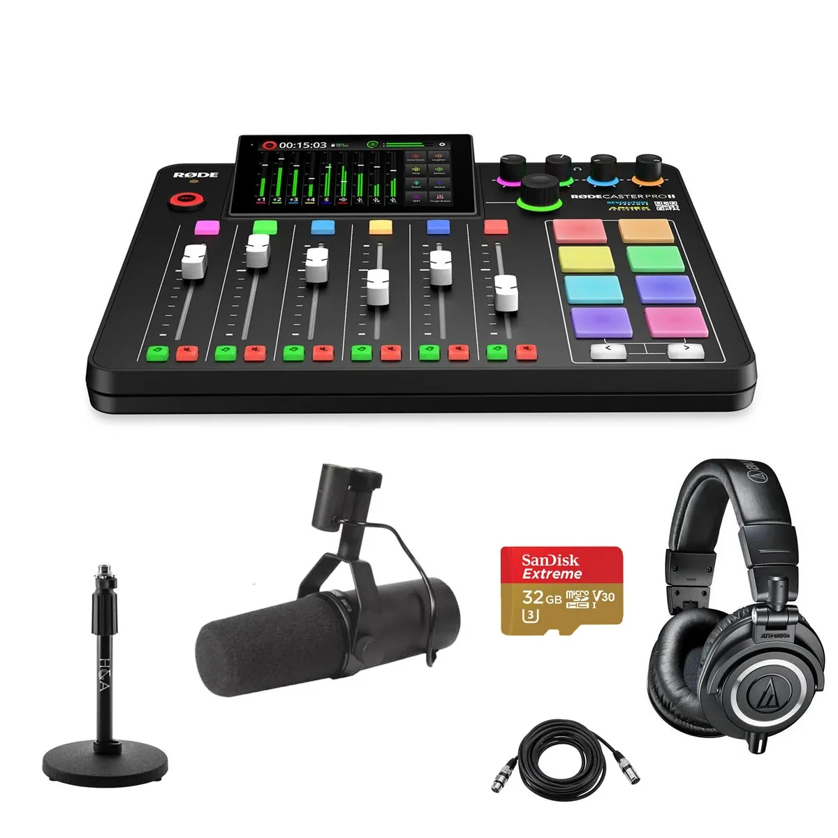 Комплект для подкастов Rode RDRCPIISHK5 RODECaster Pro II Integrated Audio Production Studio Console Bundle