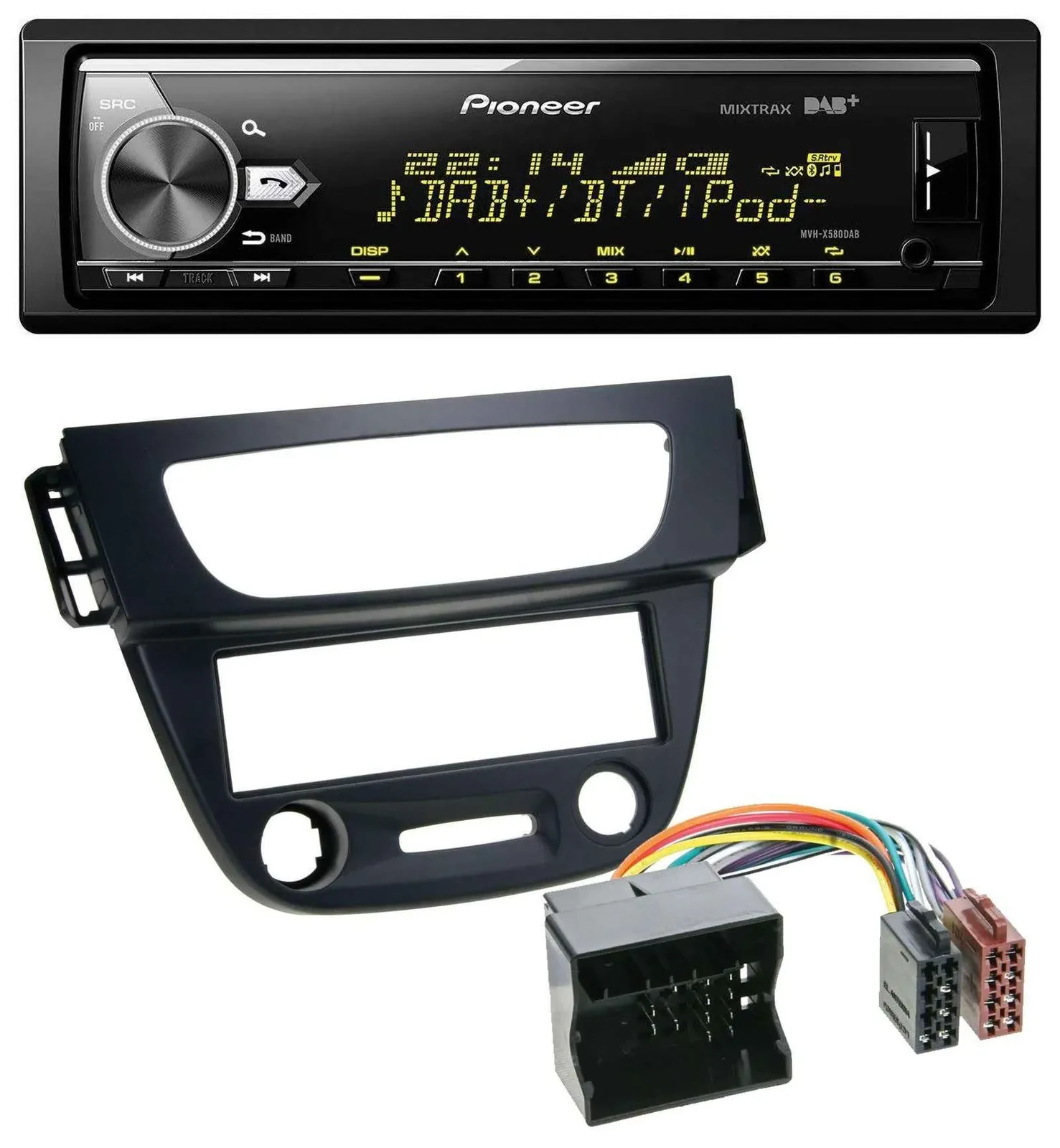 Pioneer Bluetooth USB DAB MP3 Autoradio für Renault Megane 3 09-14 Quadlock schw