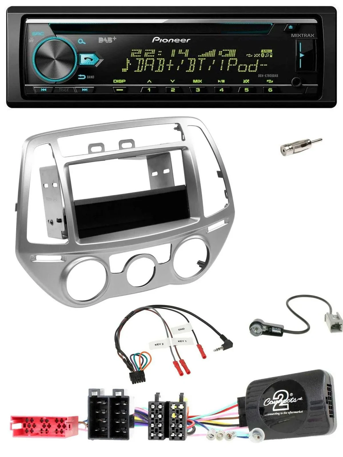 Pioneer DAB Lenkrad CD USB Bluetooth Autoradio für Hyundai i20 2012-2014 silber