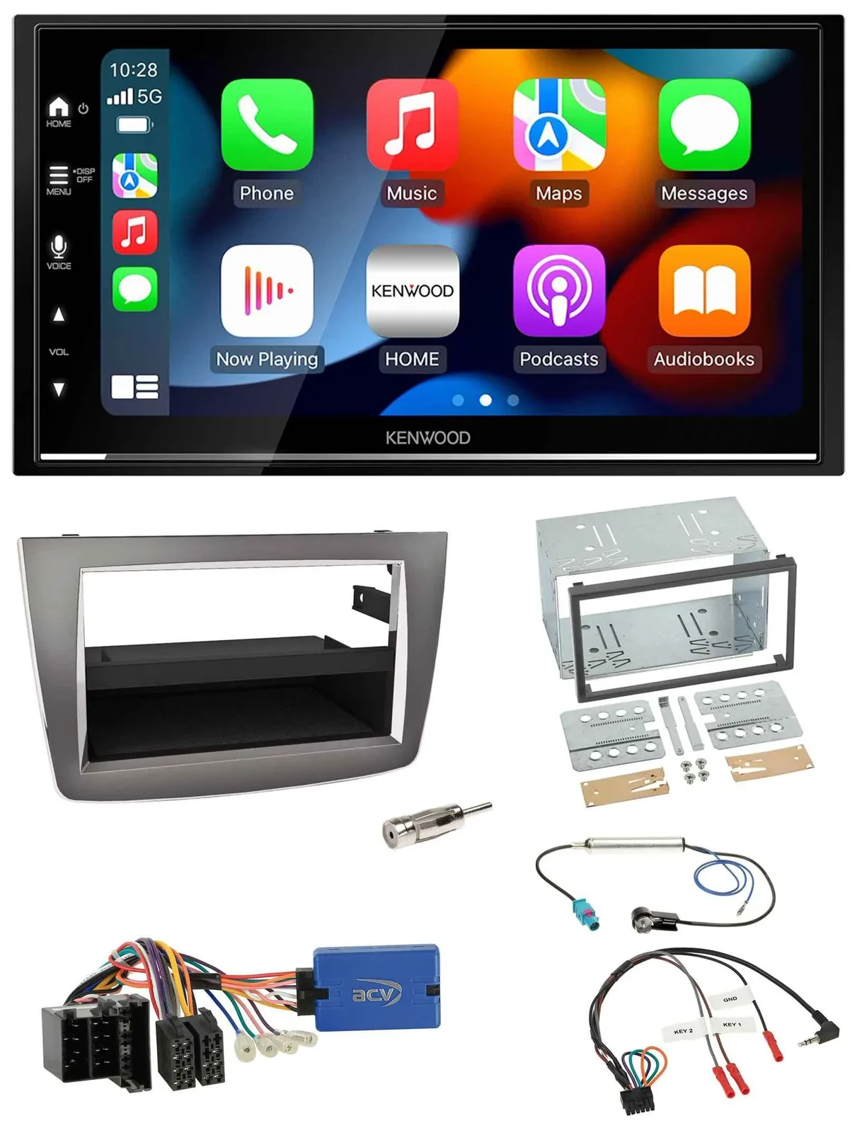 Автомагнитола для Alfa Romeo Mito (2013–2018) Kenwood 2-DIN, DAB, USB, Bluetooth, совместима с кнопками на руле