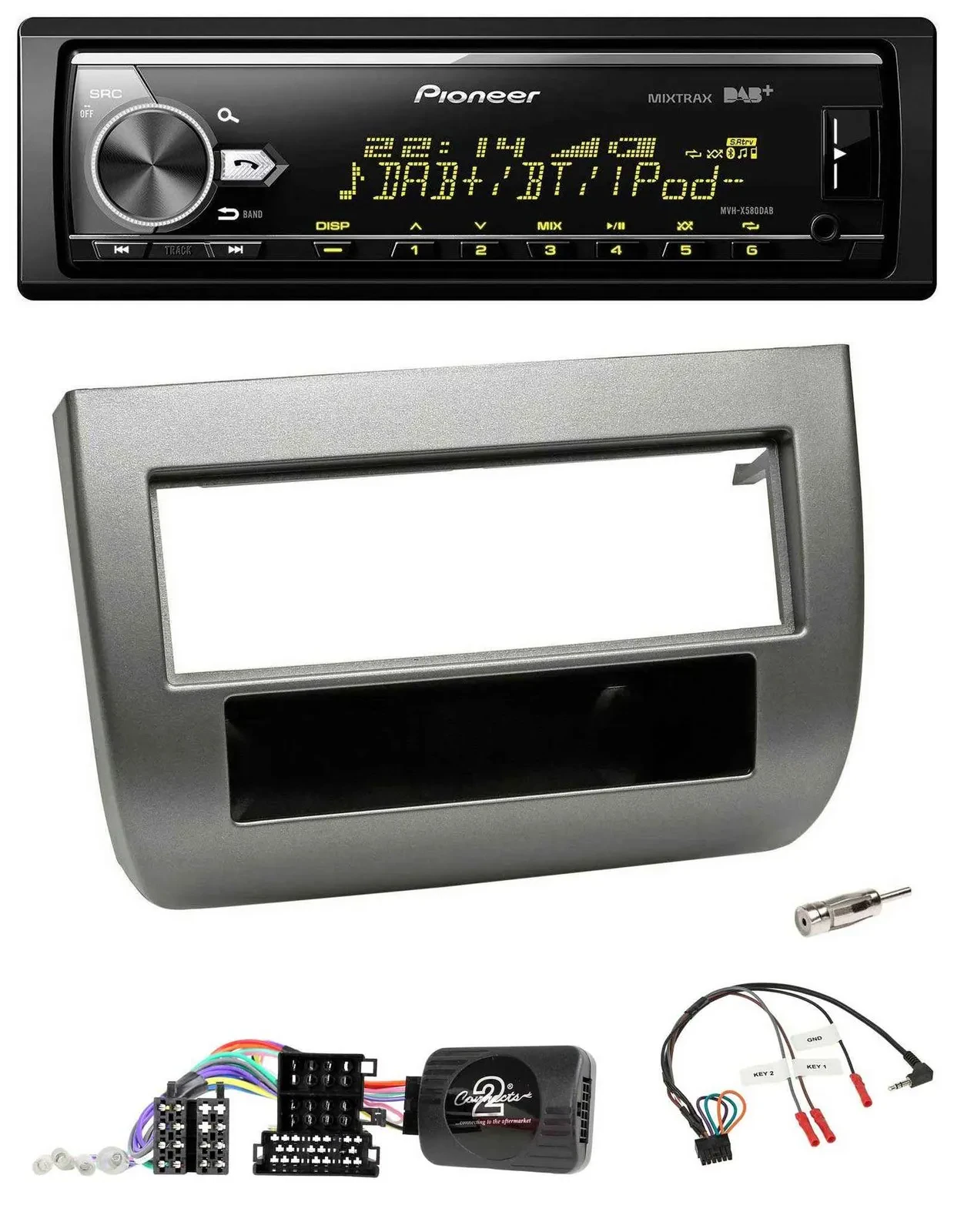 Автомагнитола для Lancia Y (843) Pioneer Bluetooth USB DAB 2005–2011, антрацит, совместимая с кнопками на руле