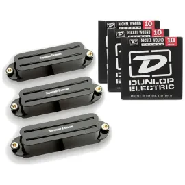 Seymour Duncan 11208-02-B SHR-1 Hot Rails Strat Black Pickup Set w/ 3 Sets of St