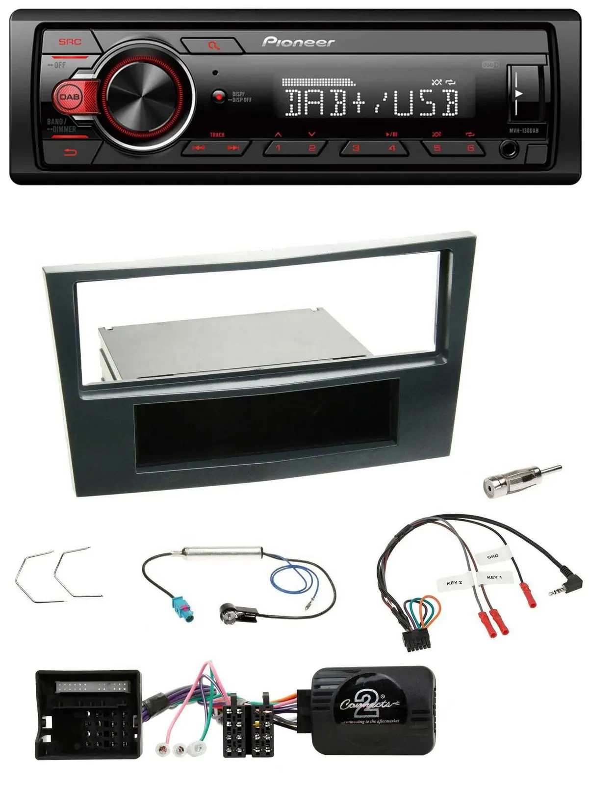 Автомагнитола Pioneer 1 DIN, DAB, USB для Opel Corsa D (2006–2008), черный