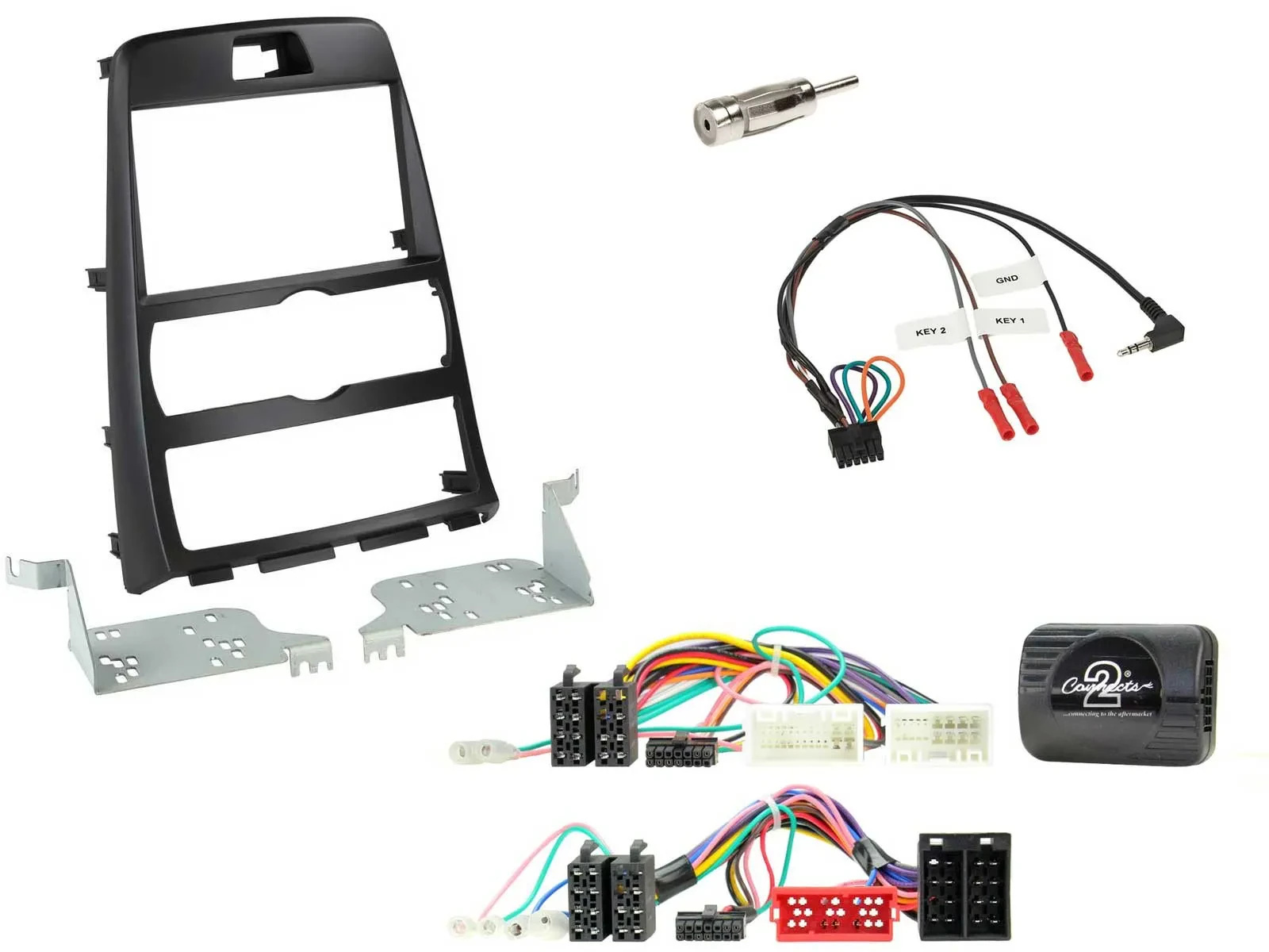 Einbauset Lenkradadapter Doppel DIN Autoradio für Hyundai Genesis 2010-2013 schw