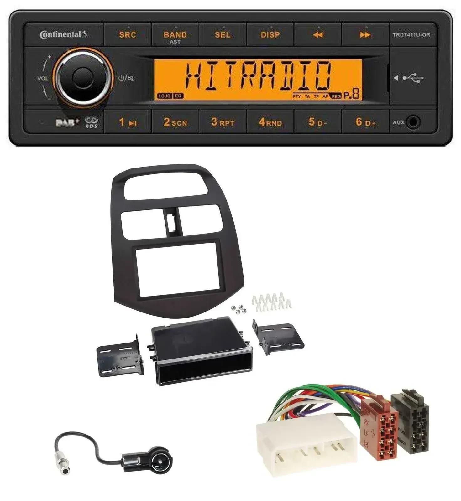 Continental 1DIN DAB MP3 AUX USB Autoradio für Chevrolet Spark (KLM 2012-2013)