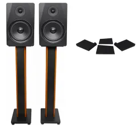 2) Rockville DPM8B Dual 8" 600 Watt Active Studio Monitors+36" Stands+Pads