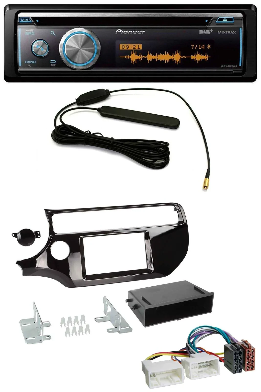 Pioneer CD USB Bluetooth DAB MP3 Autoradio für Kia Rio UB ab 2015 piano-schwarz