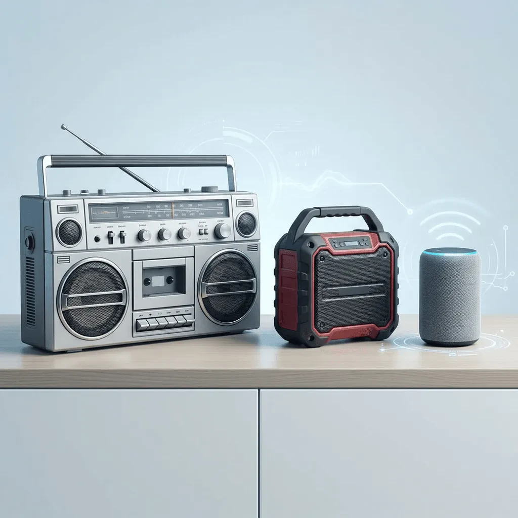 Эволюция портативных колонок: от первых бумбоксов до умных станций