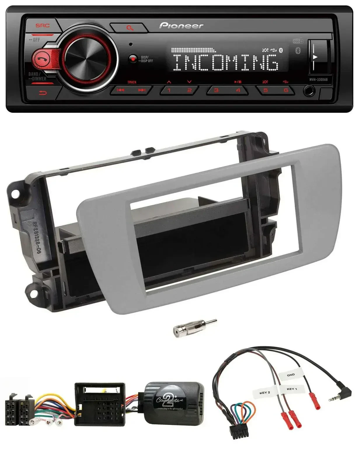 Автомагнитола Pioneer Bluetooth USB DAB для Seat Ibiza, поддержка управления на руле, цвет серый (Dublingrau)