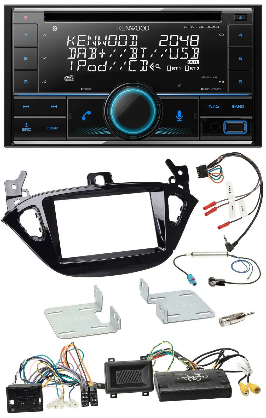 Kenwood CD 2DIN DAB USB Lenkrad Bluetooth Autoradio für Opel Adam Corsa E ab 201