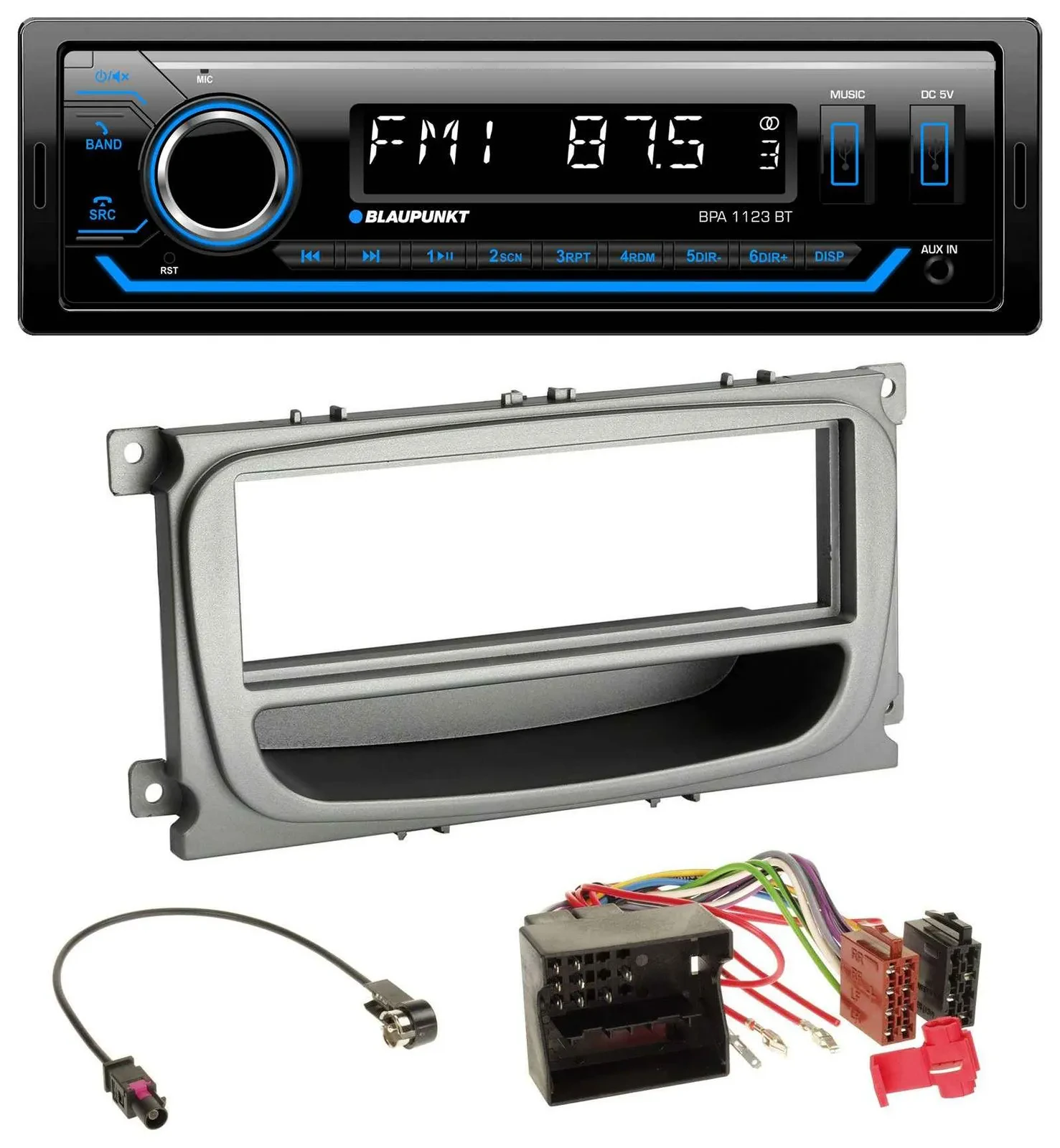 Blaupunkt MP3 Bluetooth USB AUX Autoradio für Ford Focus Galaxy C-Max ab 2007 si