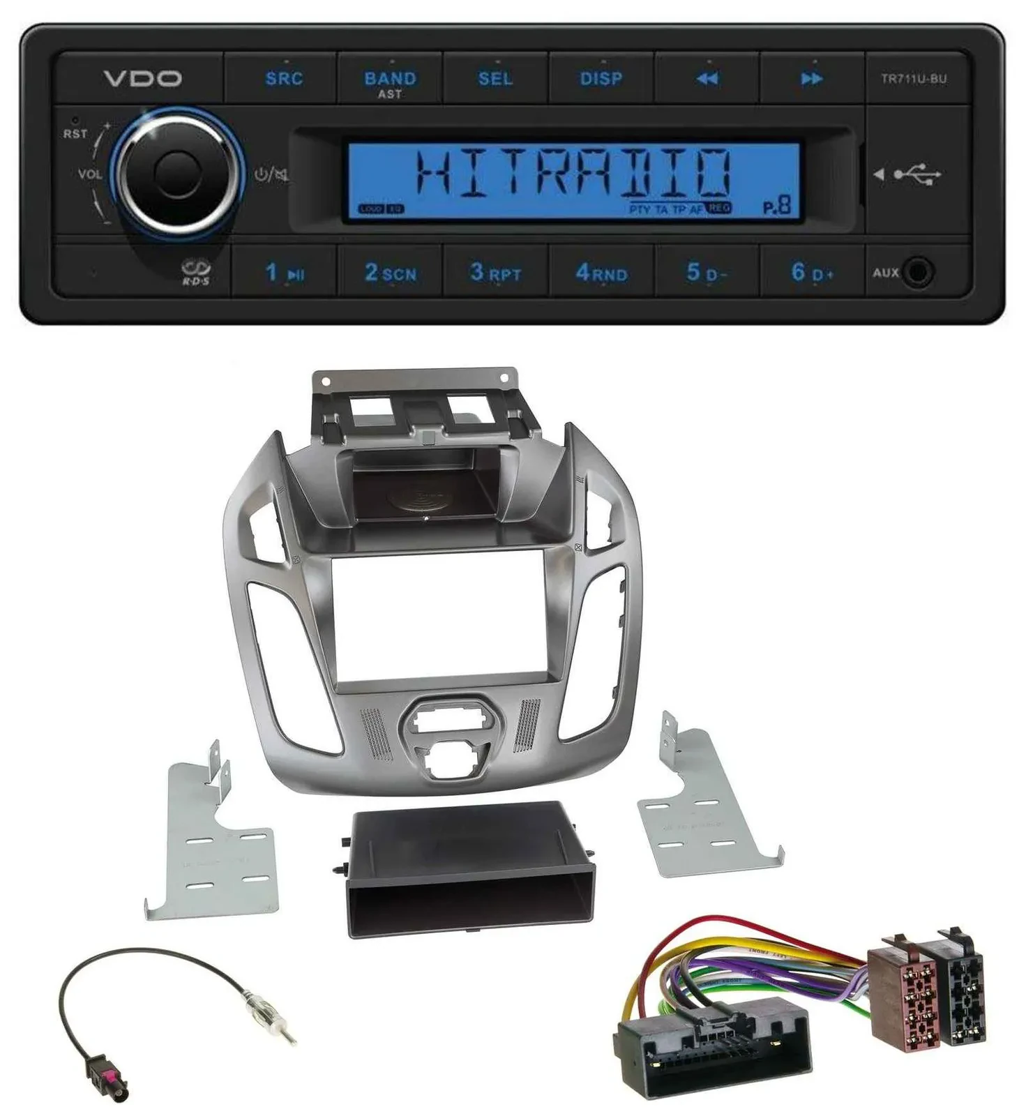Автомагнитола для Ford Transit/Connect 2012–2018 VDO 1 DIN, MP3/USB, AUX, без дисплея