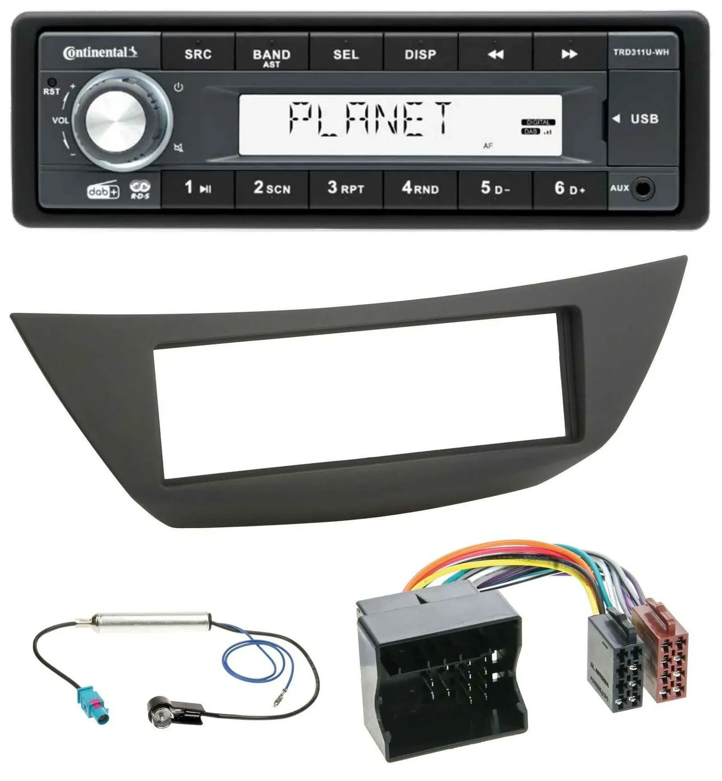 Continental MP3 AUX USB DAB 1DIN Autoradio für Renault Laguna 3 (ab 2008)
