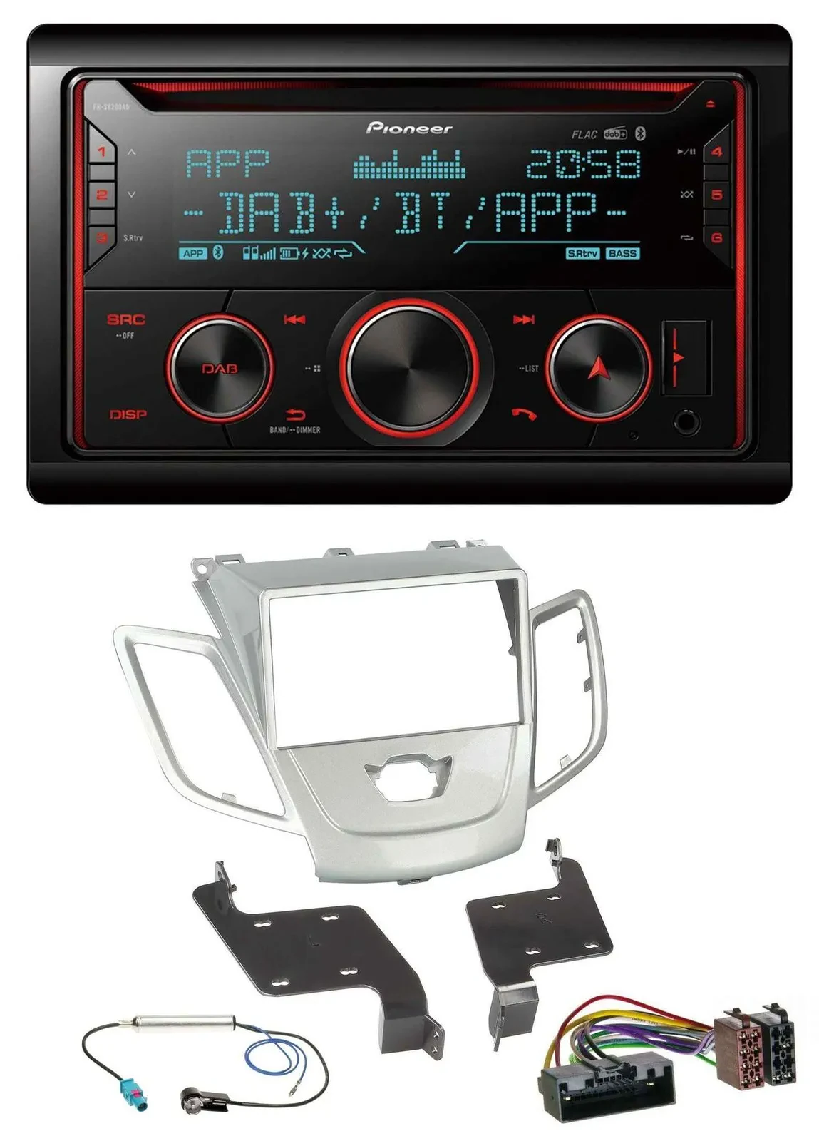 Pioneer 2DIN DAB MP3 Bluetooth USB CD Autoradio für Ford Fiesta 2010-2017 silber