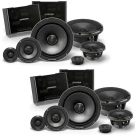 (2-Pairs) Alpine HDZ-653S 400W 6.5” 3-way 4-ohm Component System