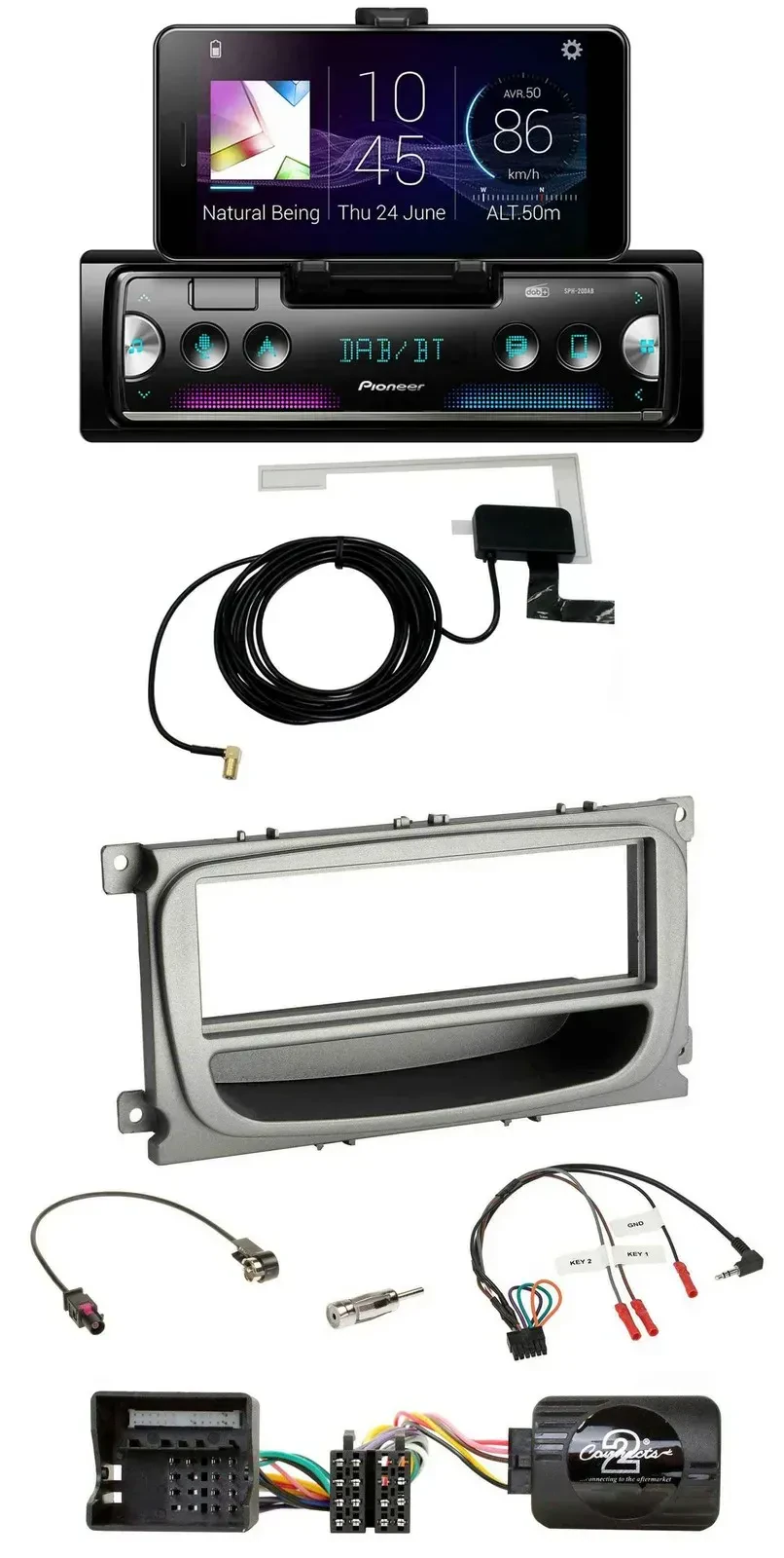 Автомагнитола Pioneer DAB, Bluetooth, USB для Ford C‑Max/Focus/Galaxy (с 2007)