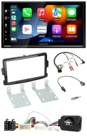 Kenwood DAB USB Bluetooth 2DIN Lenkrad Autoradio für Dacia ab 2012 piano schwarz