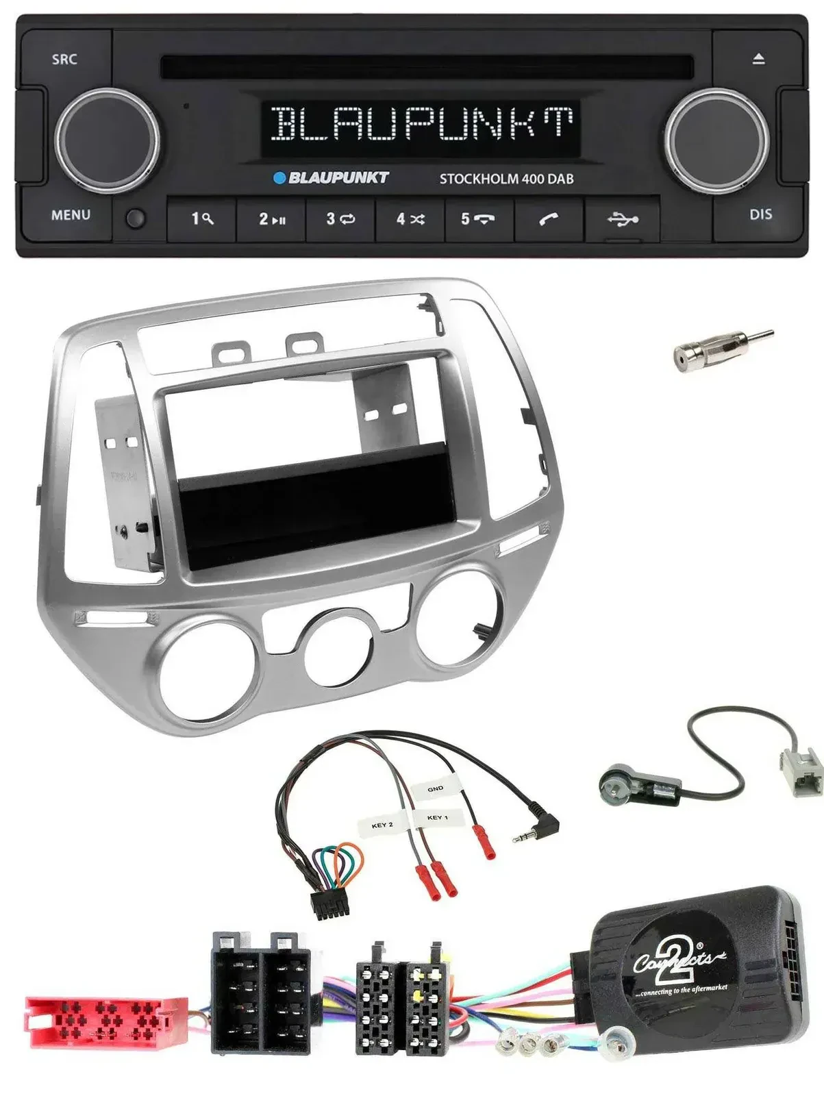 Blaupunkt Lenkrad Bluetooth DAB CD USB Autoradio für Hyundai i20 2012-2014 silbe