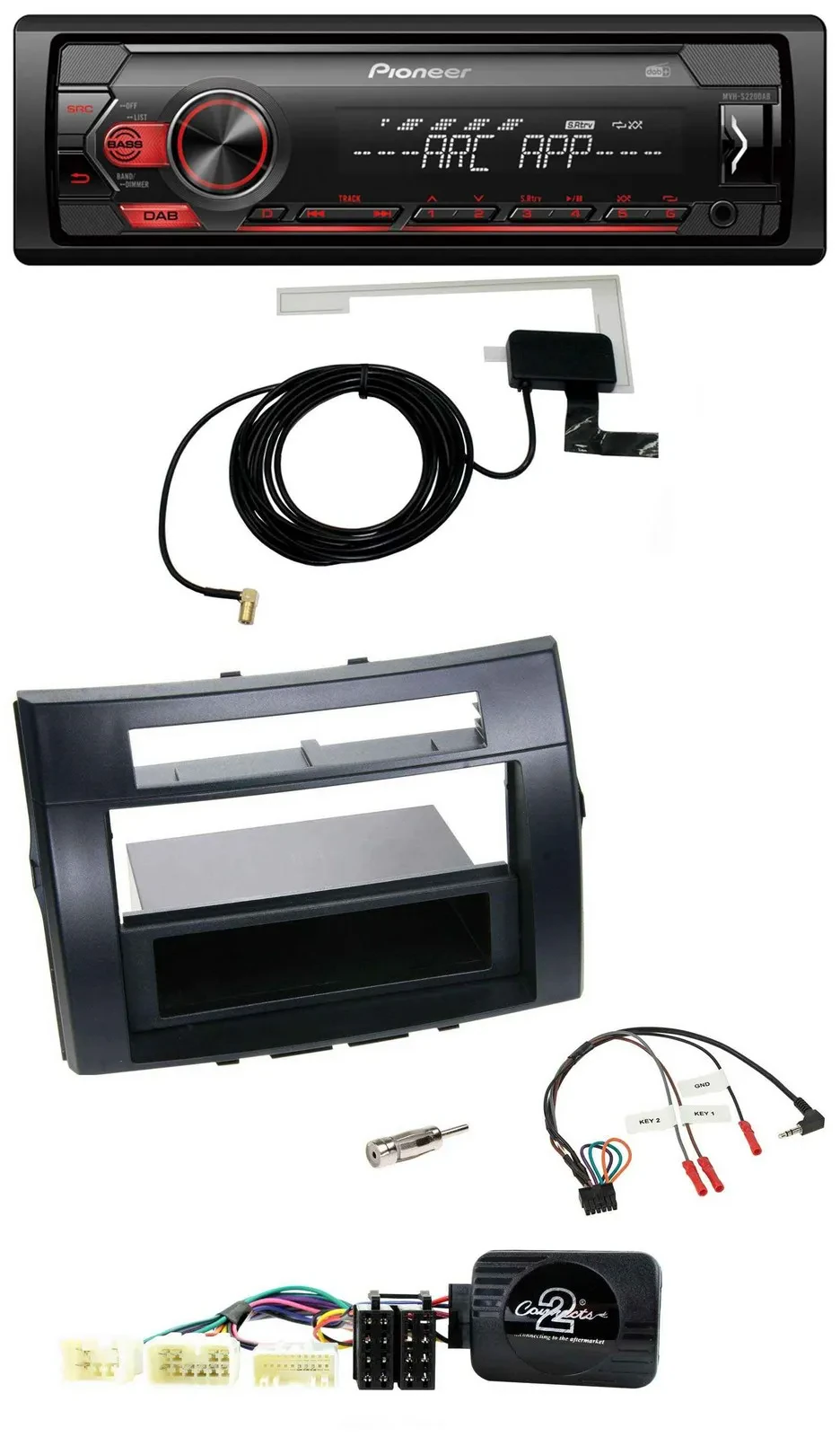 Автомагнитола Pioneer 1DIN USB DAB MP3 с кнопками на руле для Toyota Corolla Verso 2004–2007, чёрная