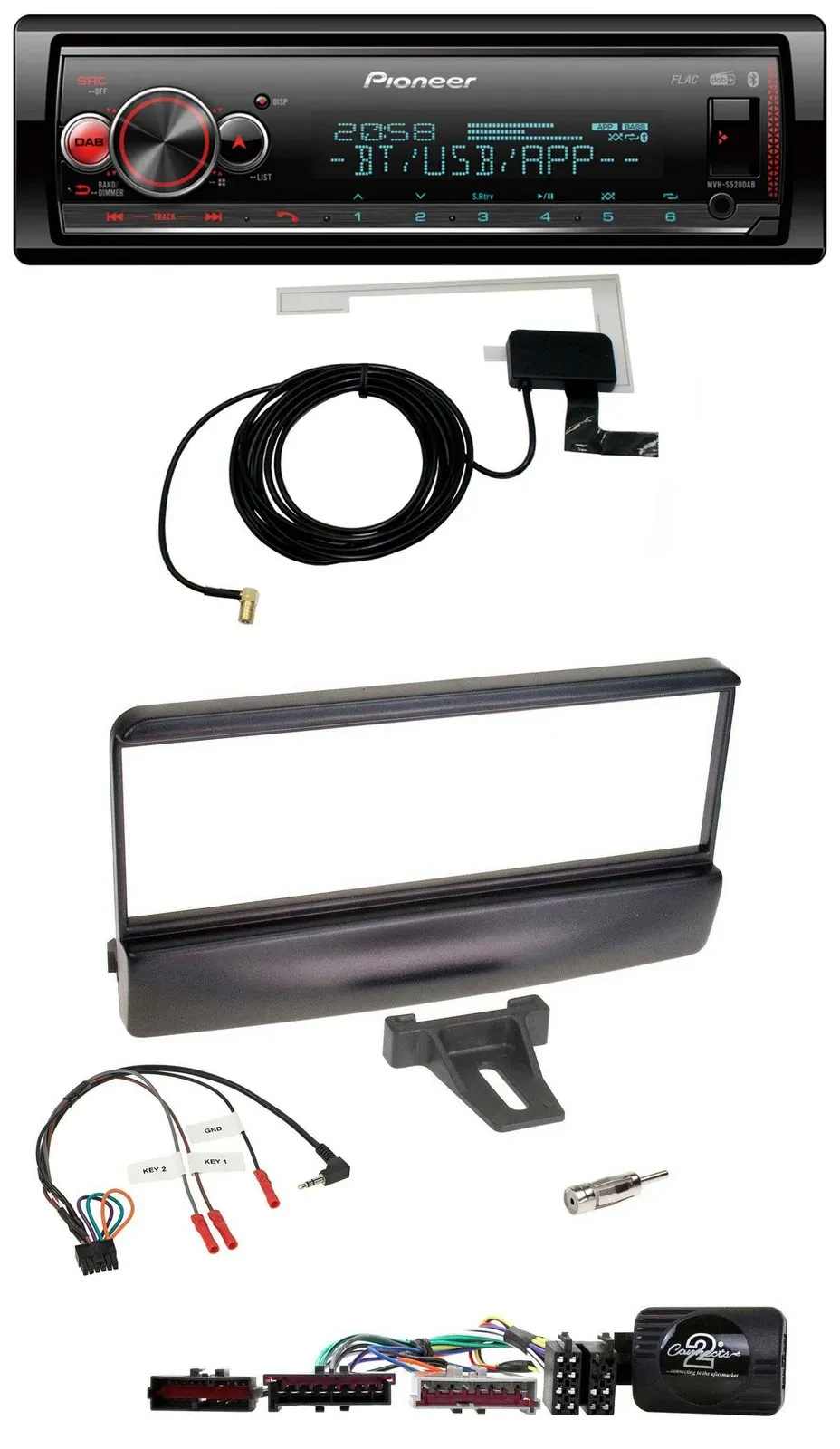 Pioneer Bluetooth DAB USB Lenkrad Autoradio für Ford Escort Focus schwarz