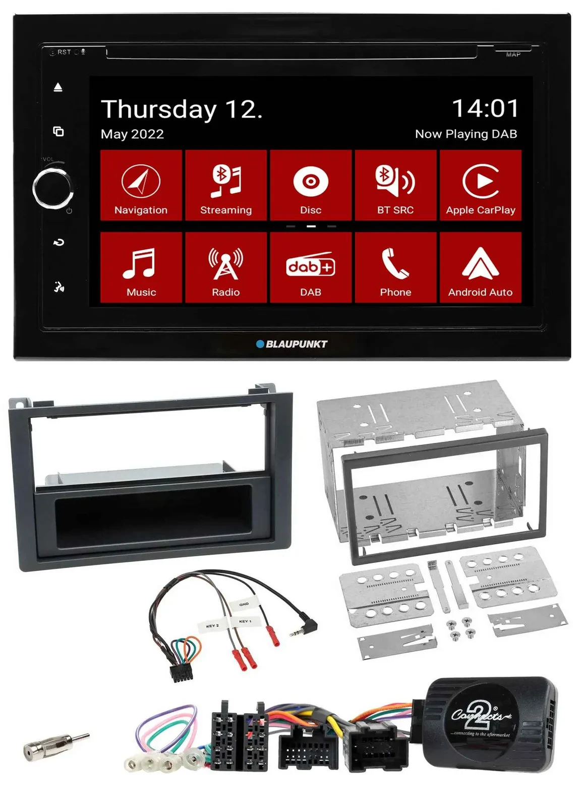 Blaupunkt Lenkrad DVD Bluetooth DAB 2DIN USB Autoradio für Saab 9-3 2008-2012