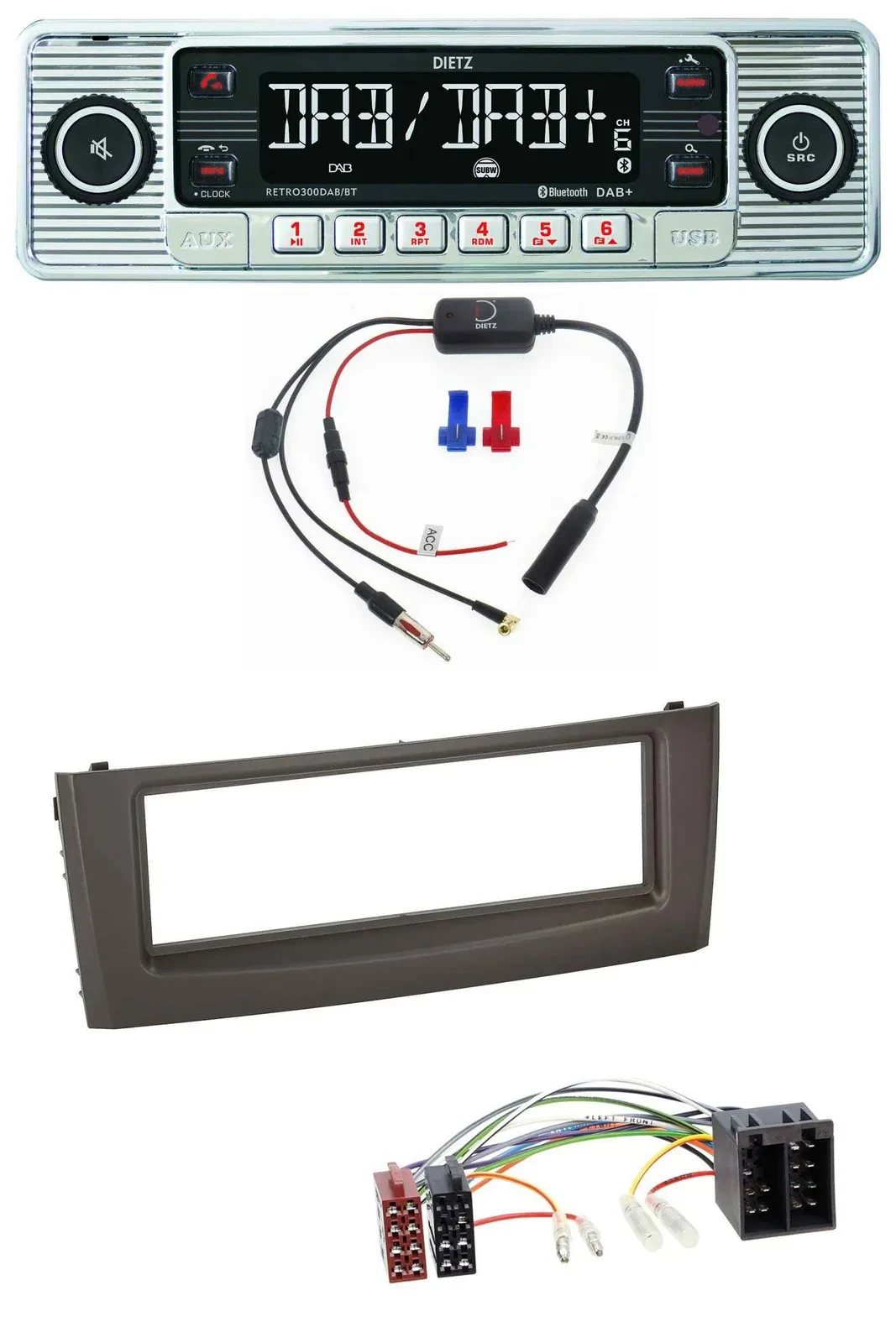 Dietz DAB USB MP3 Bluetooth Autoradio für Fiat Grande Punto Punto ab 05 schwarz