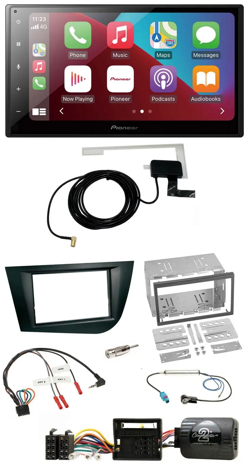 Pioneer USB Bluetooth DAB Lenkrad 2DIN Autoradio für Seat Leon 2005-2009 schwarz