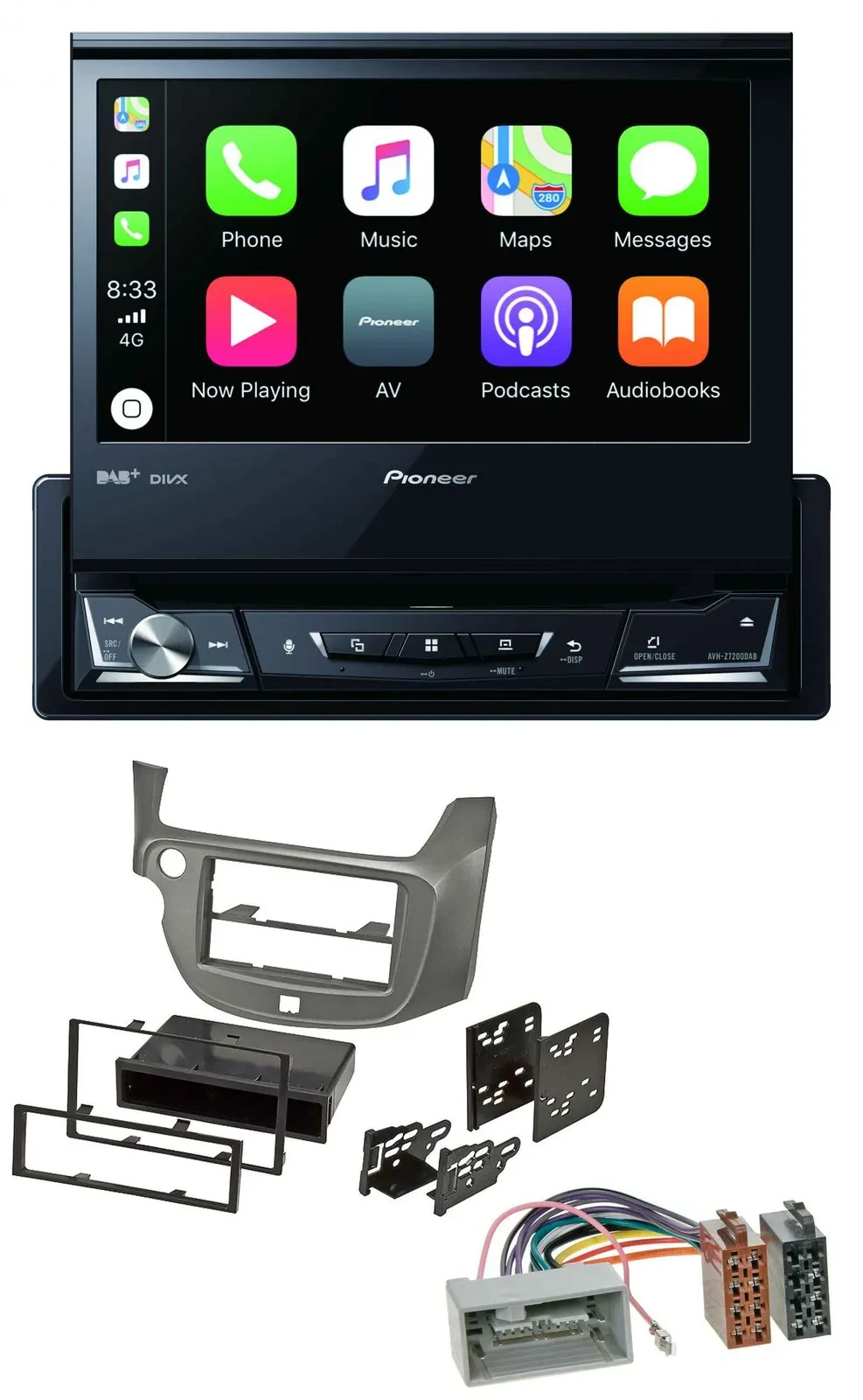 Pioneer DVD Bluetooth DAB USB MP3 Autoradio für Honda Jazz (ab 2009) - silber