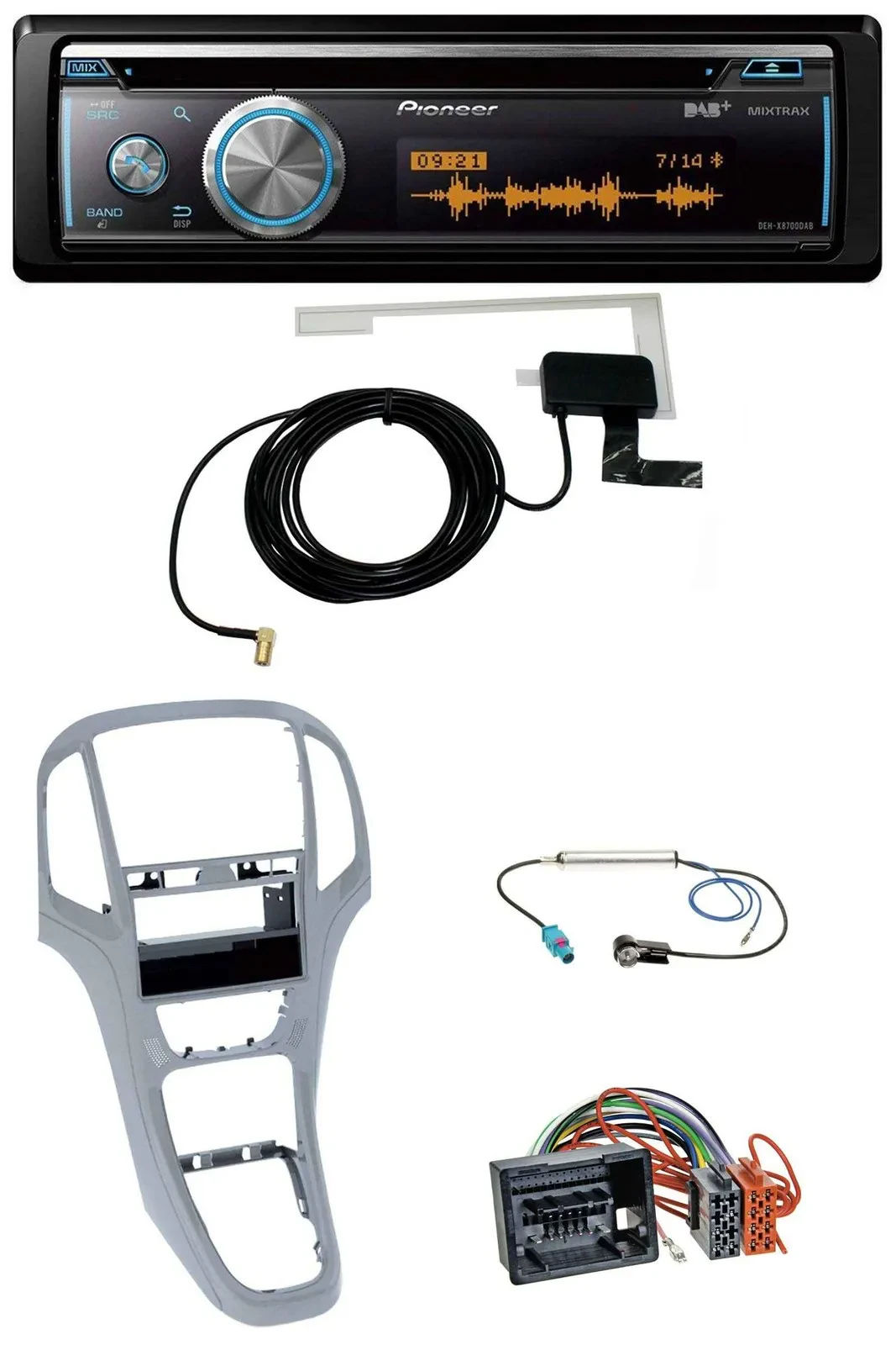 Pioneer Bluetooth DAB MP3 USB CD Autoradio für Opel Astra J ab 2009 Platin silbe