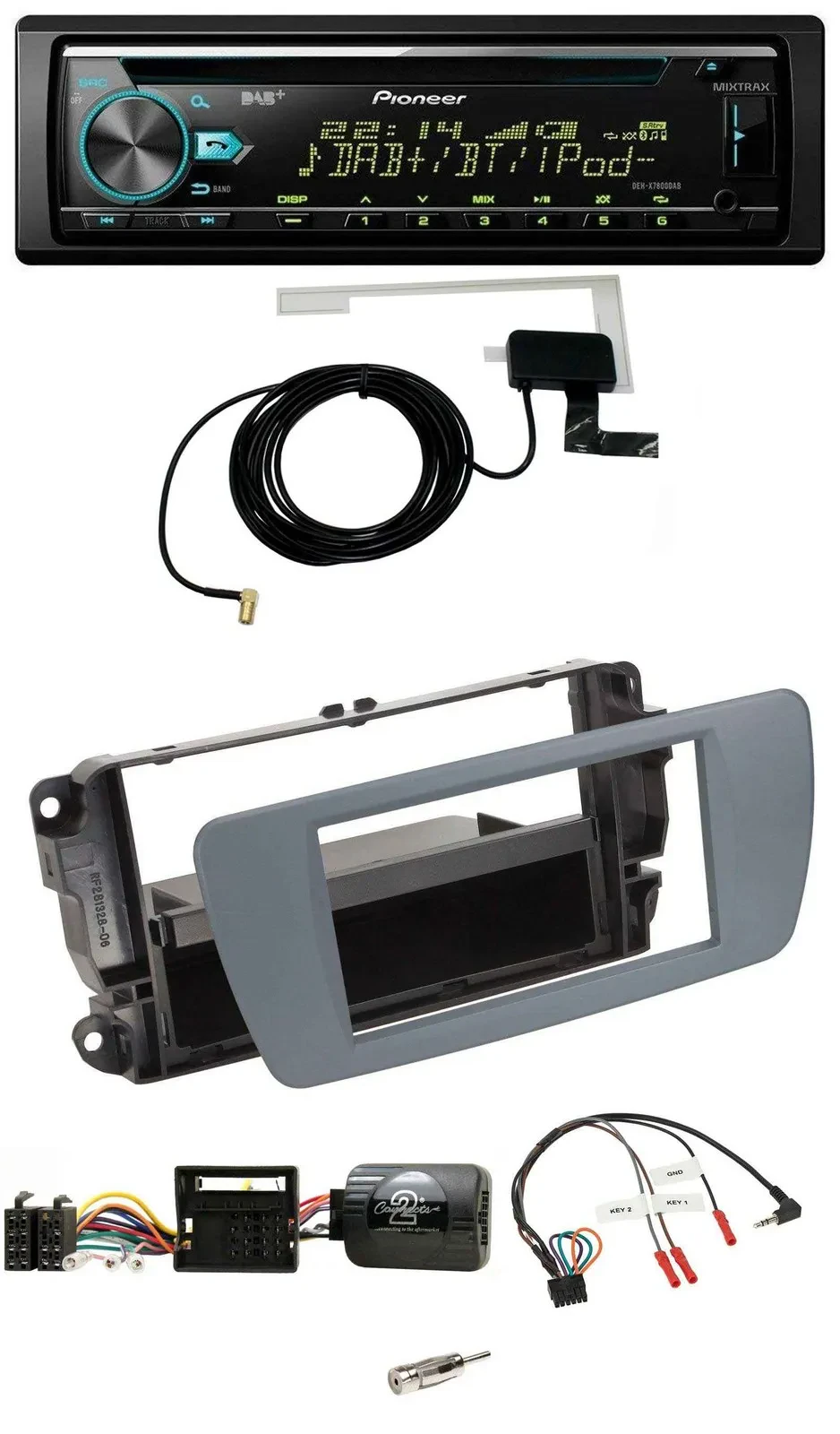 Pioneer MP3 Lenkrad CD USB DAB Autoradio für Seat Ibiza conemaragrau