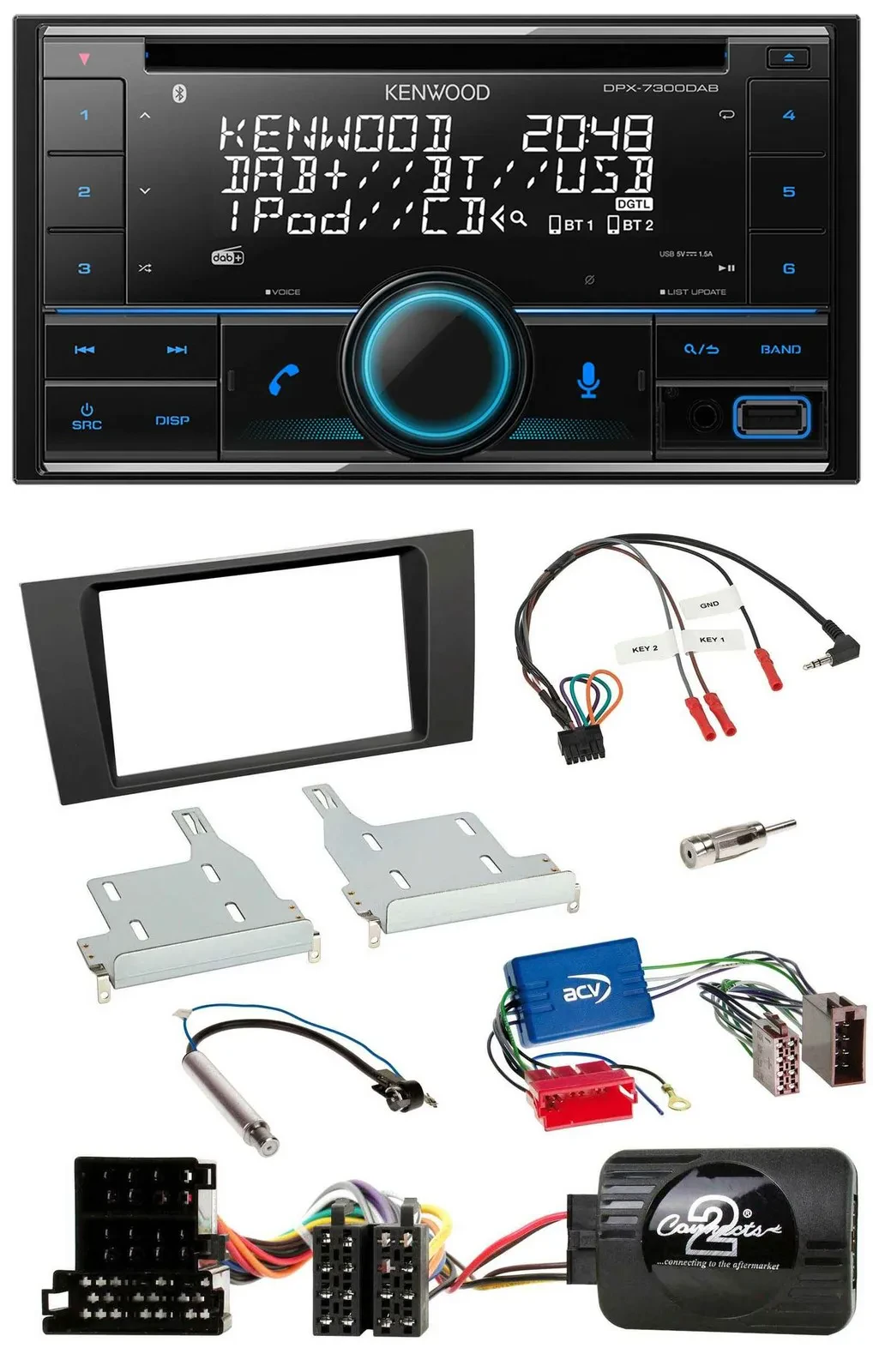 Kenwood CD 2DIN DAB USB Lenkrad Bluetooth Autoradio für Audi A4 99-01 Aktivsyste