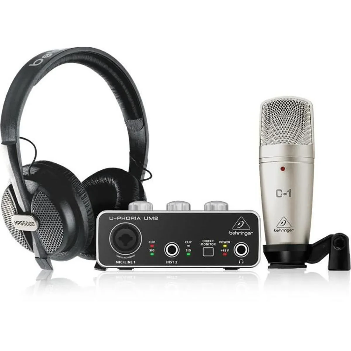 Behringer U-PHORIA STUDIO Complete Recording/Podcasting Bundle with UM2 USB Audi