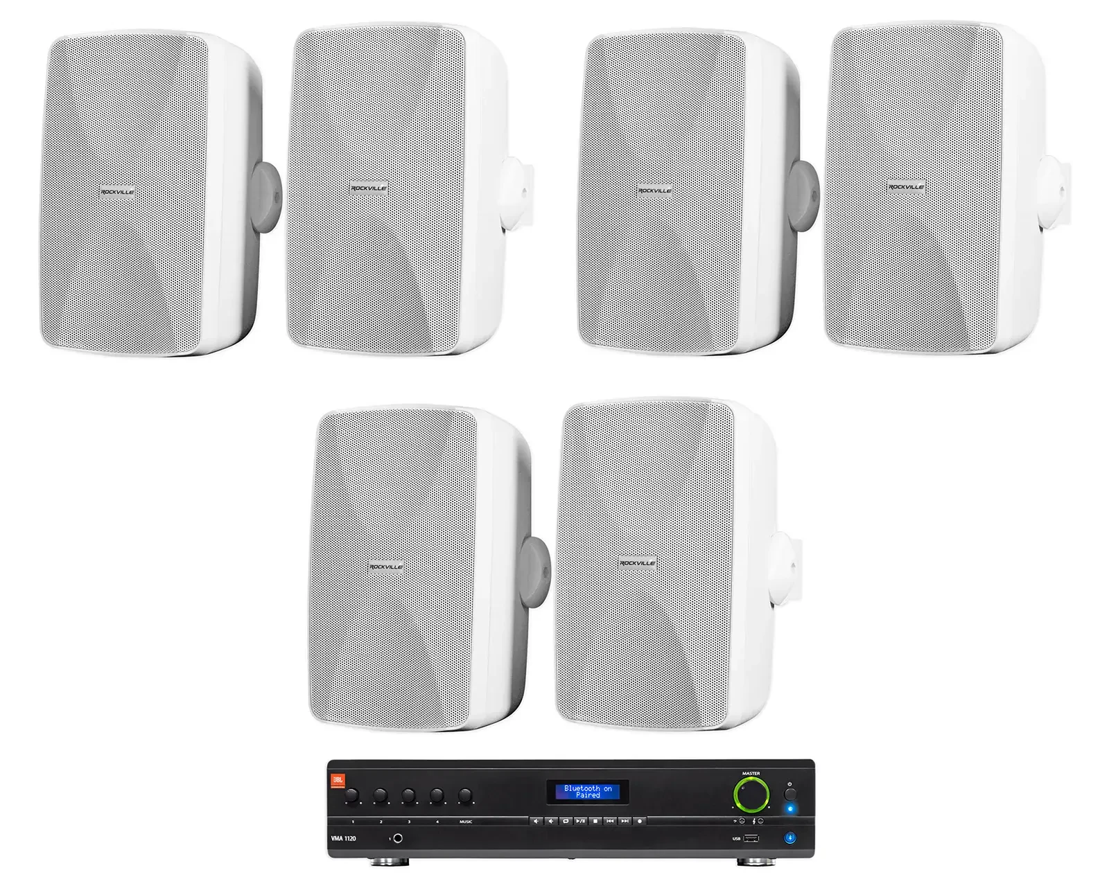 Настенная акустика JBL WET-7020W White с усилителем (6 штук)