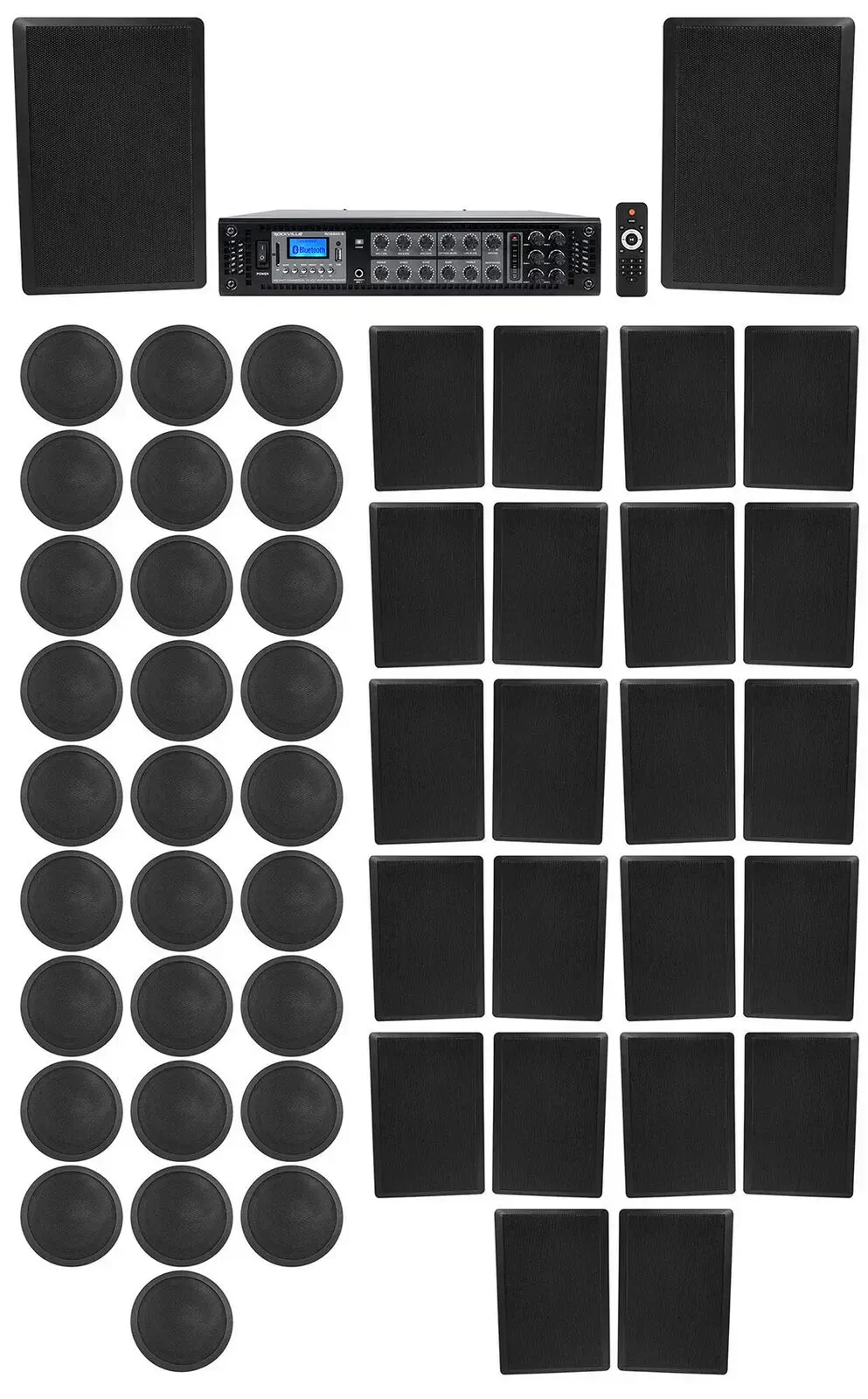 Трансляционный усилитель Rockville RCS350-6+7) CCL5T BLACK+12 Rock Slim 70B с комплектом акустики