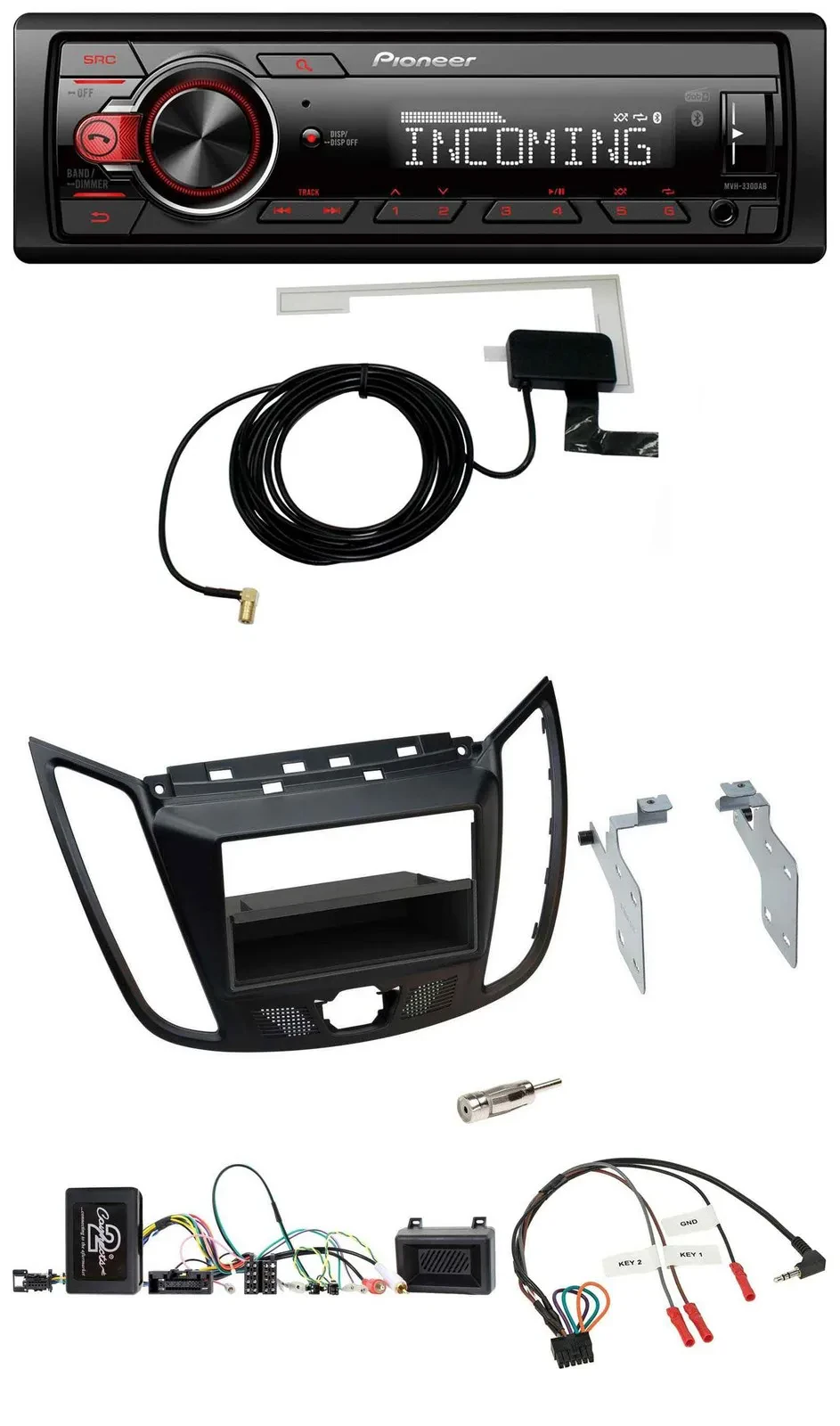 Автомагнитола для Ford C‑Max/Kuga Pioneer DAB, Bluetooth, USB, матовый черный