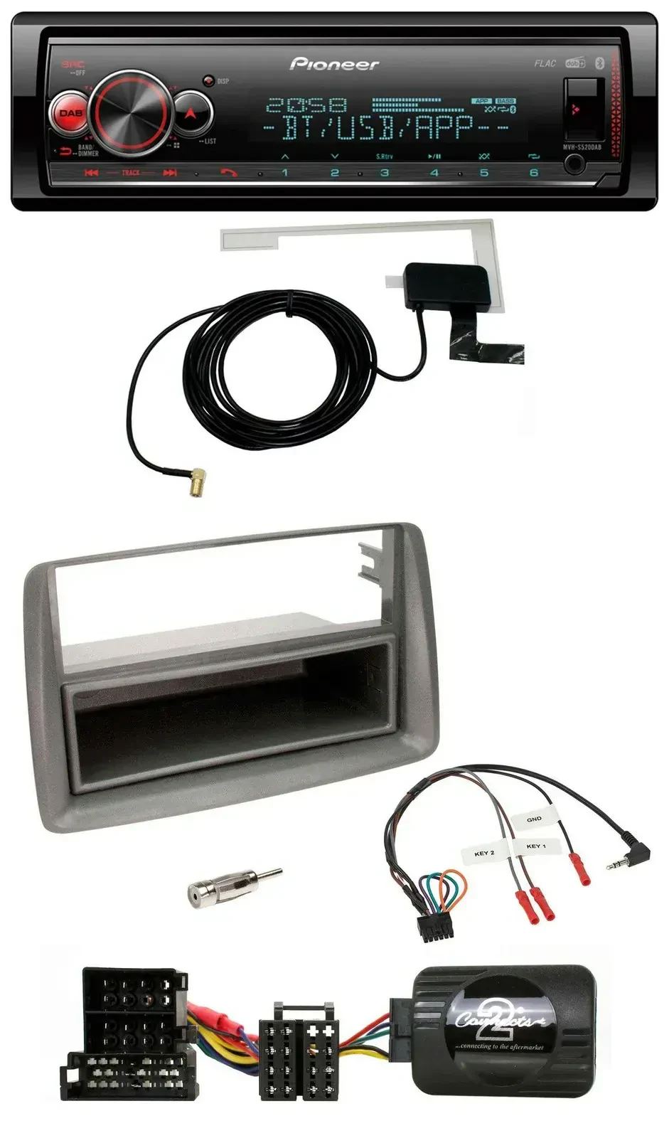 Автомагнитола Pioneer Bluetooth, DAB, USB, поддержка кнопок на руле для Alfa Romeo GT/147, серебристая