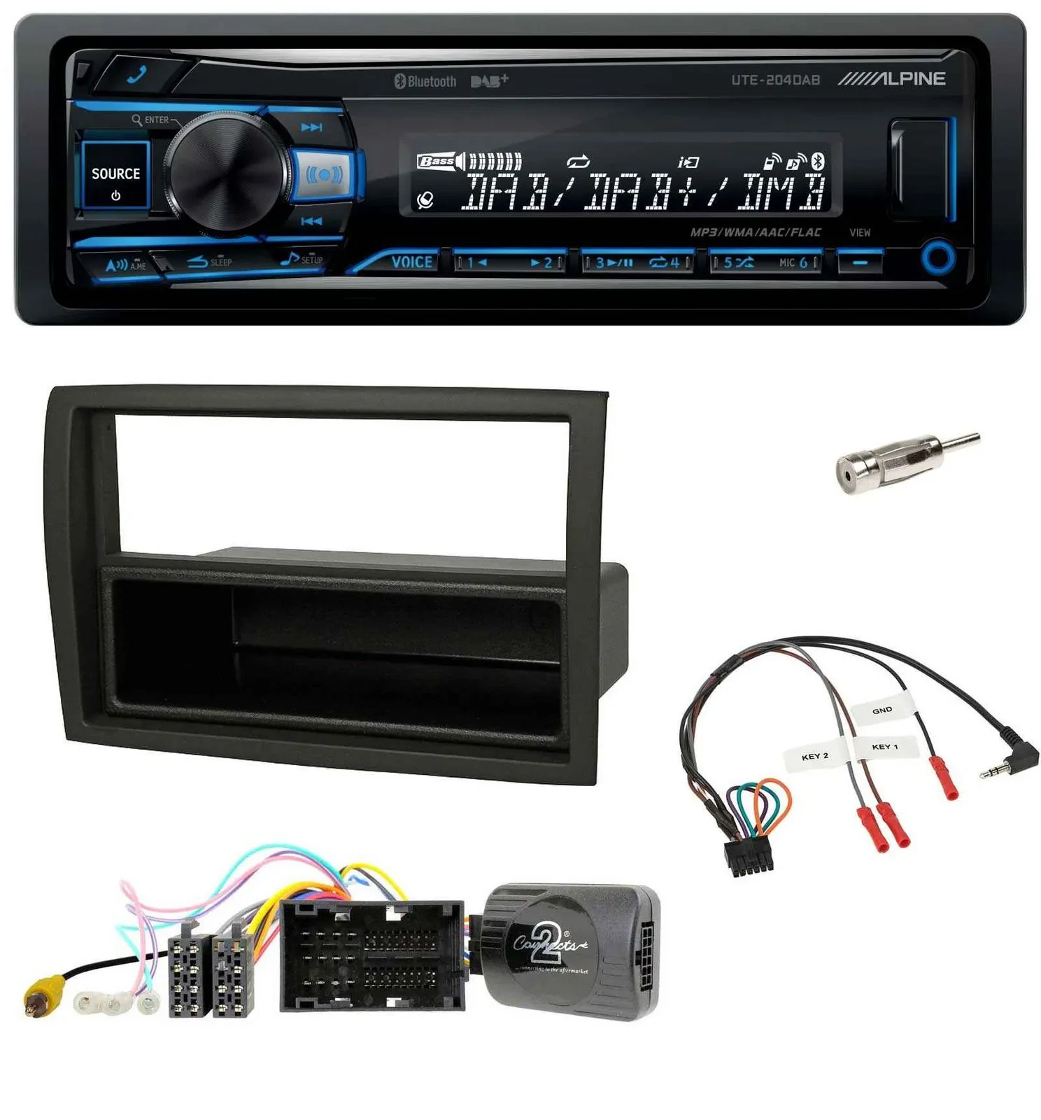 Alpine USB Bluetooth DAB Lenkrad Autoradio für Citroen Jumper 2014-2021 schwarz