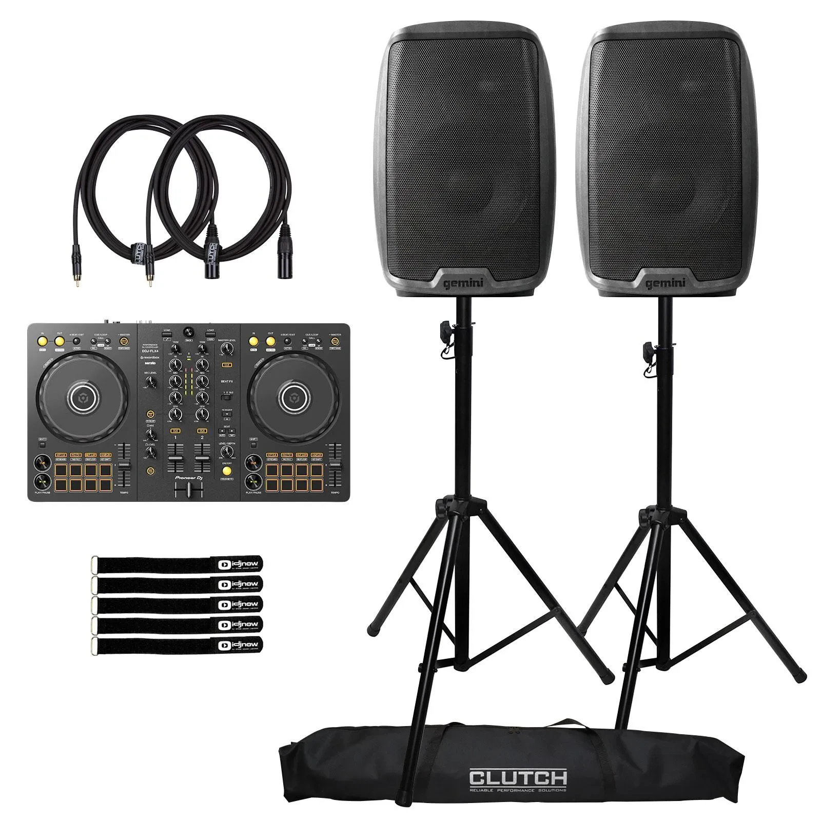 Pioneer DDJ-FLX4 DJ Controller with (2) Gemini AS-2115BT Speakers