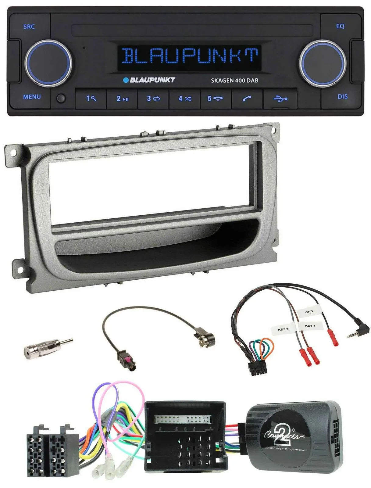 Автомагнитола для Ford S‑Max/Mondeo Blaupunkt DAB, USB, Bluetooth, поддержка кнопок на руле (CAN), 2007–2014
