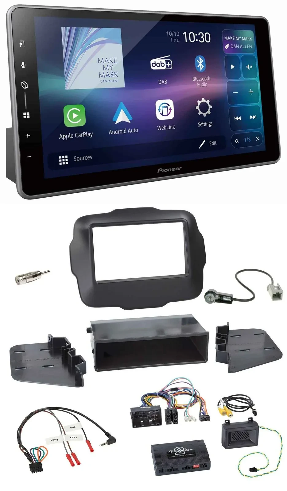 Pioneer Bluetooth USB DAB Lenkrad Autoradio für Jeep Renegade ab 2015