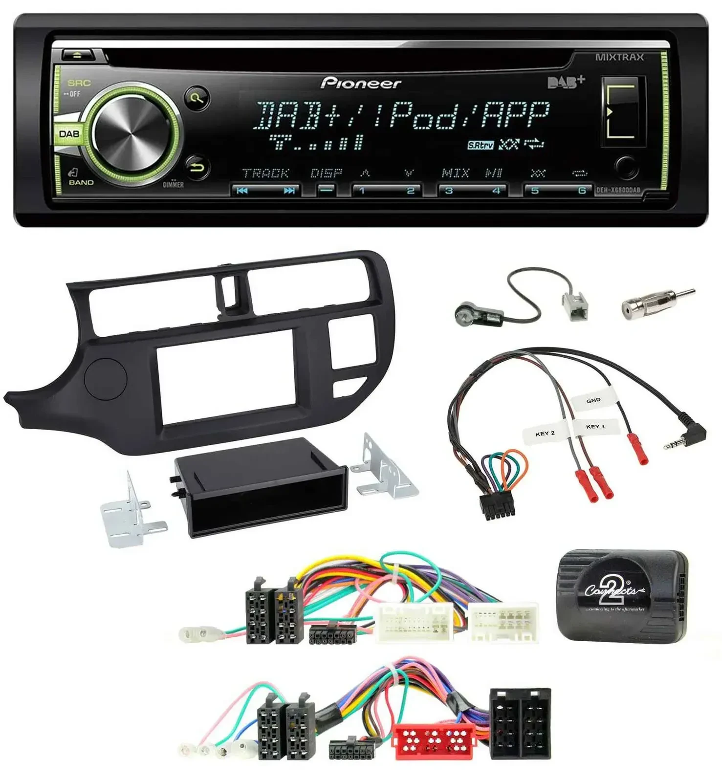 Автомагнитола Pioneer DAB, CD/USB/MP3, для Kia Rio UB (2011–2015), черный