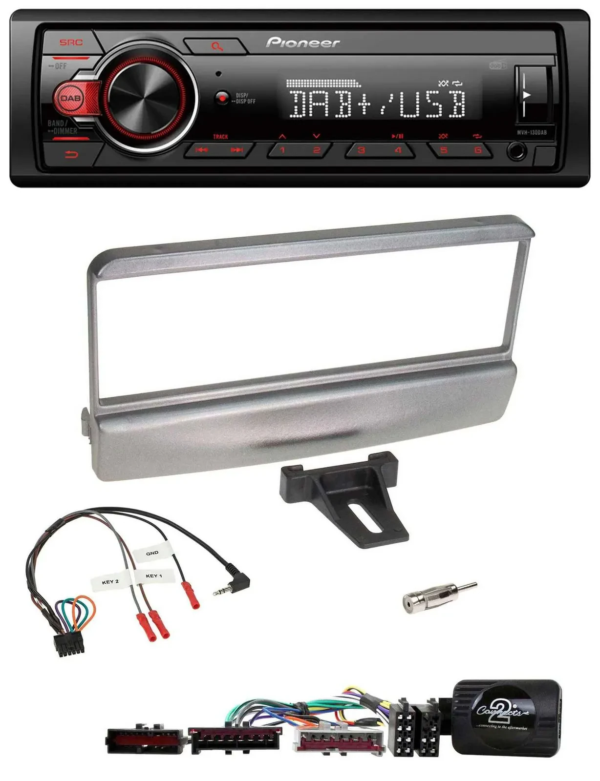 Pioneer MP3 1DIN DAB USB Lenkrad Autoradio für Ford Escort Focus silber