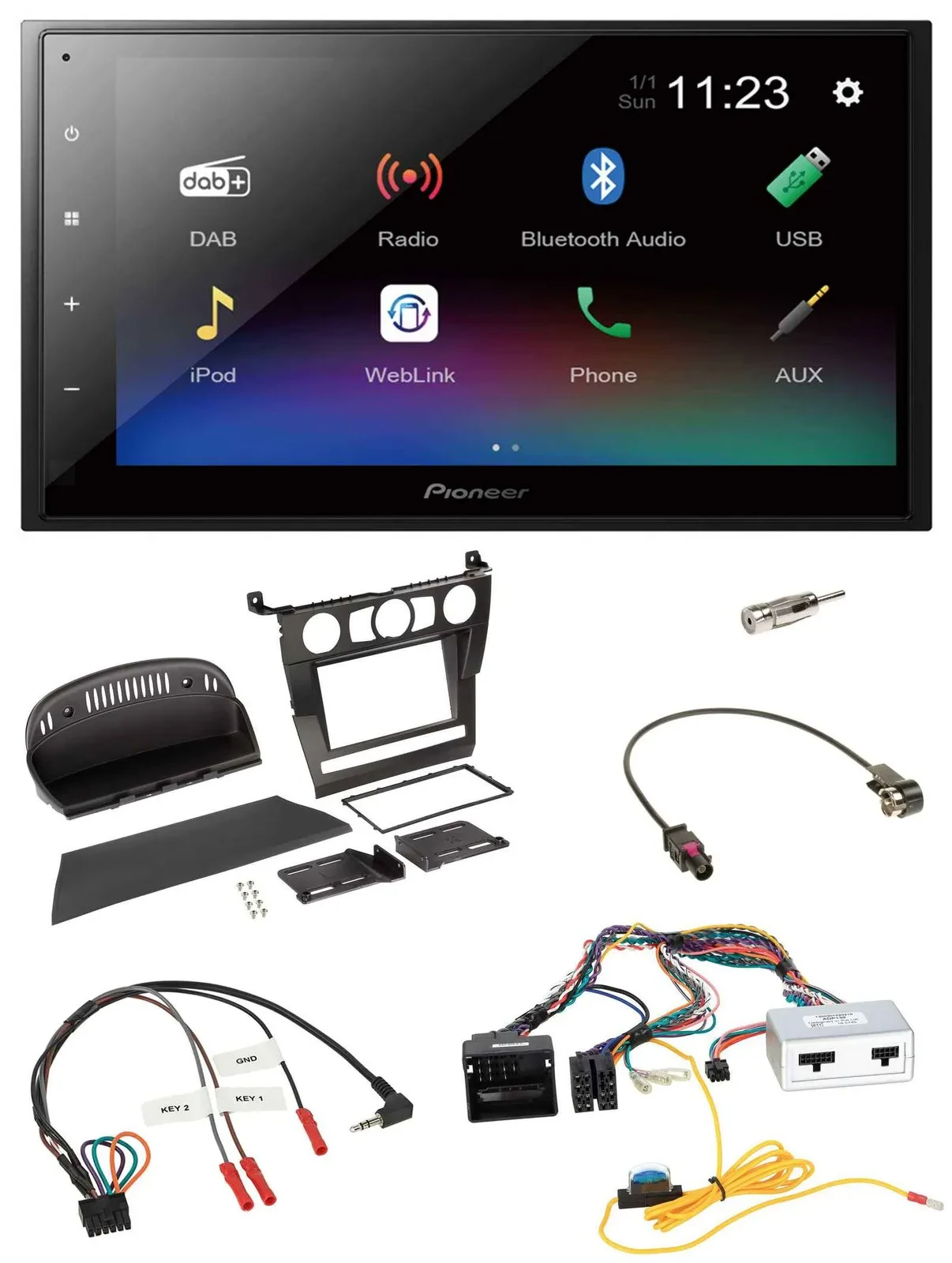 Pioneer USB Bluetooth DAB 2DIN Lenkrad Autoradio für BMW 5er 2007 E60 ohne iDriv