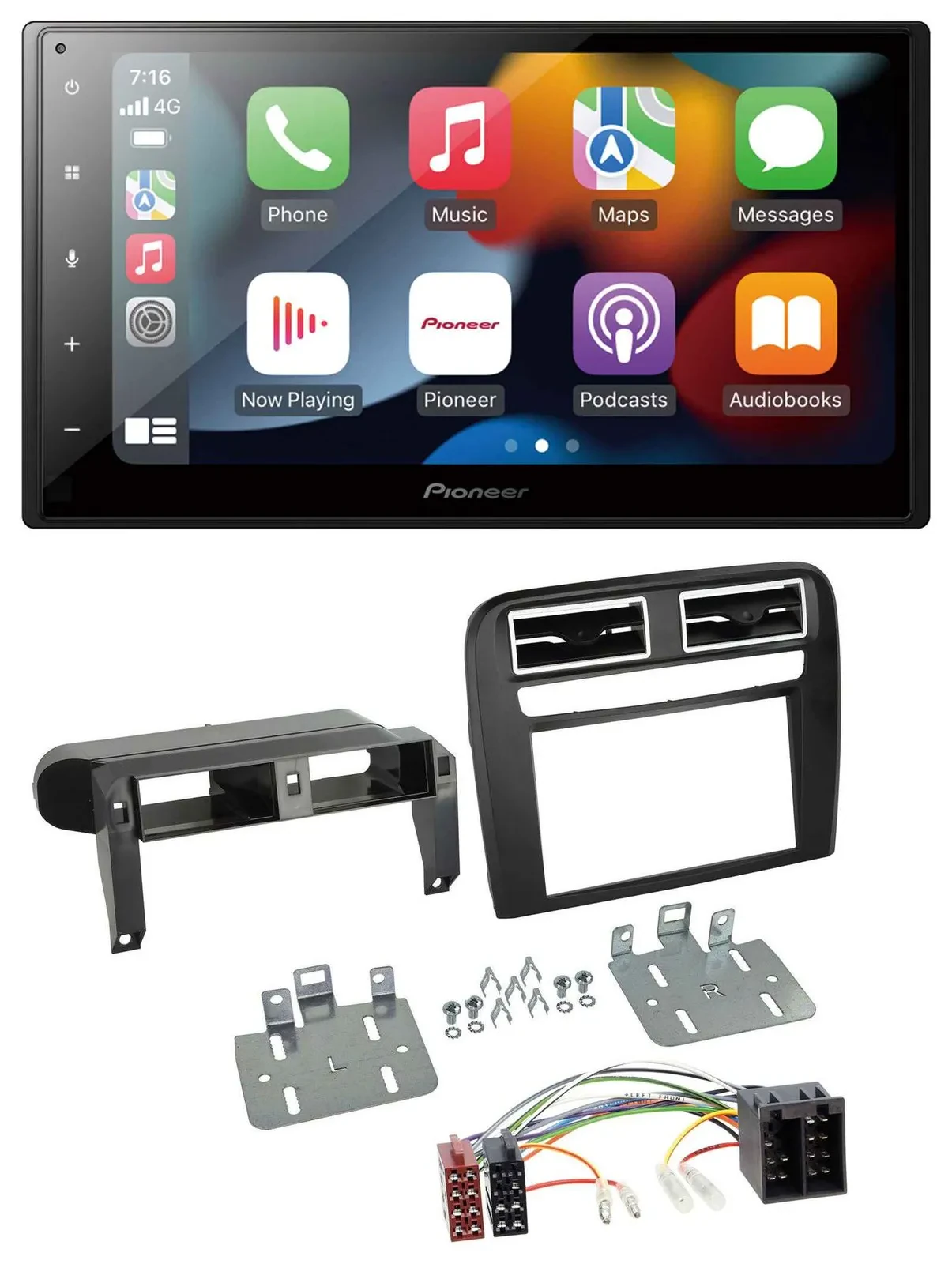 Автомагнитола Pioneer 2DIN DAB Bluetooth USB для Fiat Grande Punto 2005–2009, черный